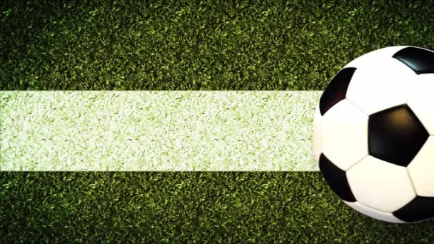 Футбольный мяч на полевом стадионе зеленая трава Фон 4K видео - Кадры, видео