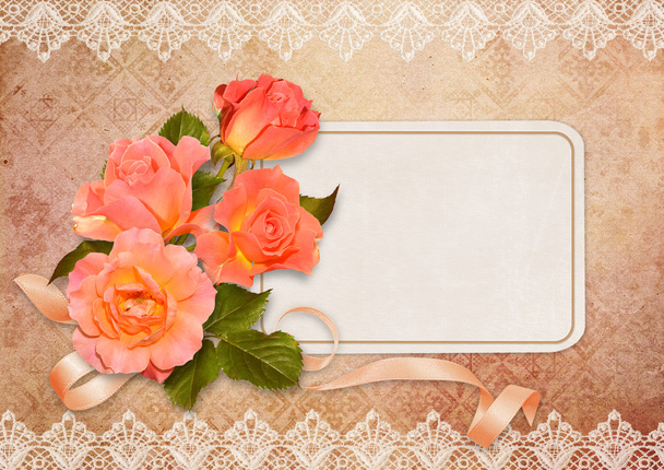 Greeting card with roses - Foto, Imagen
