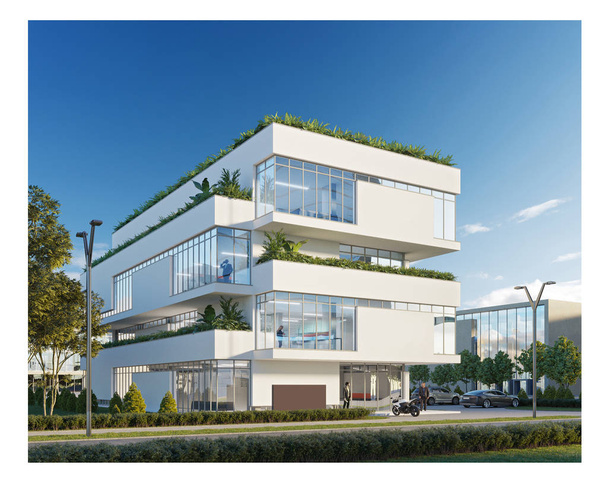 3d rendering of a modern eco friendly business office building - Photo, Image
