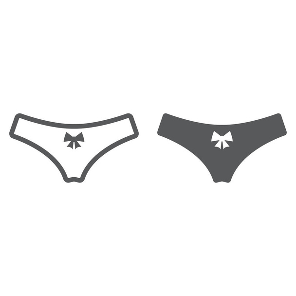 Woman panties line and glyph icon, valentine and holiday, female underwear sign, vector graphics, a linear pattern on a white background, eps 10. - Vector, Image