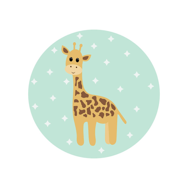 Card with cartoon giraffe. Vector illustration. - Вектор, зображення