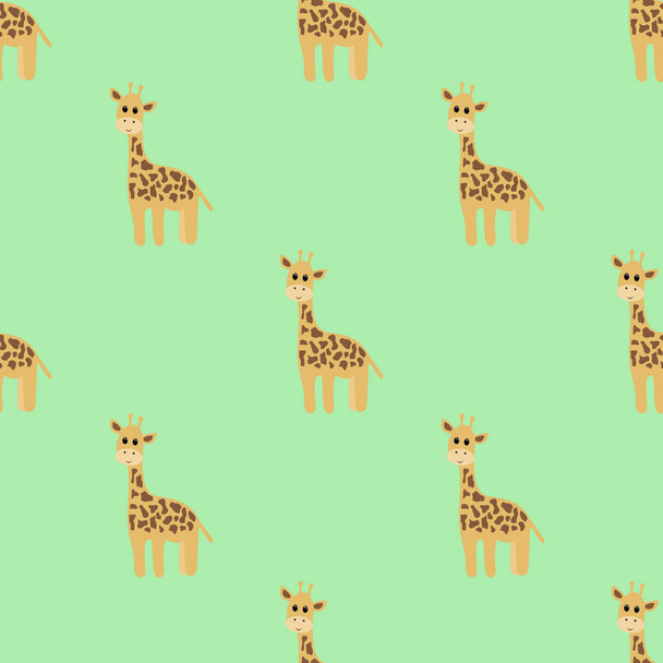 Seamless pattern with cartoon giraffe. Vector illustration. - Вектор,изображение