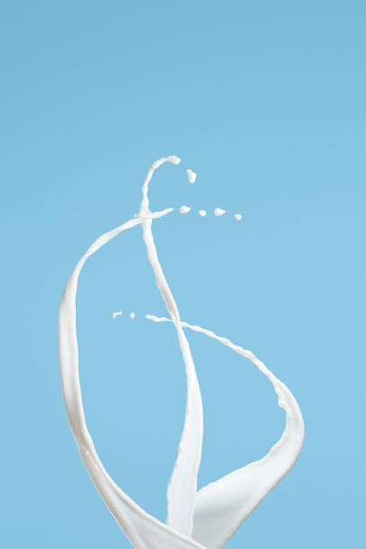 friss fehér tej fröccsenés izolált kék - Fotó, kép