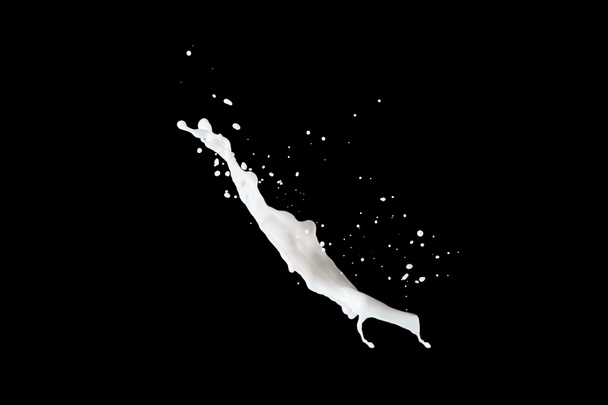 fresh white milk splash isolated on black - Фото, изображение