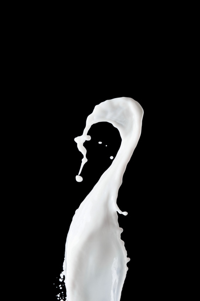 fresh white milk splash with drops isolated on black - Fotografie, Obrázek