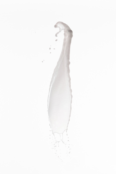 pure fresh white milk splash with drops isolated on white - Foto, afbeelding