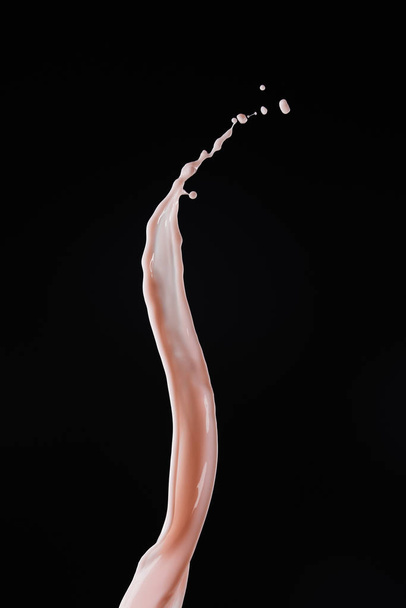 smooth fresh pink milk splash isolated on black - Foto, Imagen