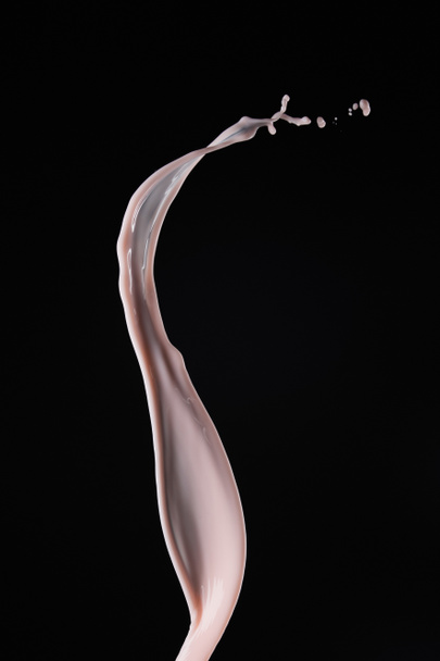 smooth fresh pink milk splash isolated on black - Photo, Image