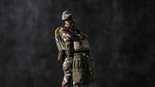 rotating french paratrooper military figurine  - Footage, Video