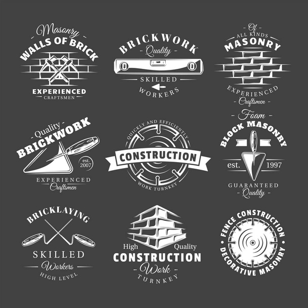 Set of vintage construction labels - Vector, Image