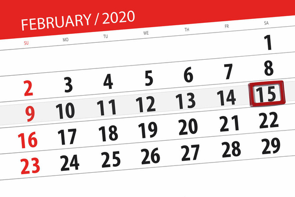 Kalendář plánovač na měsíc únor 2020, termín den, 15,  - Fotografie, Obrázek