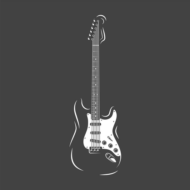 Silhouette de guitare isolée sur fond noir
 - Vecteur, image