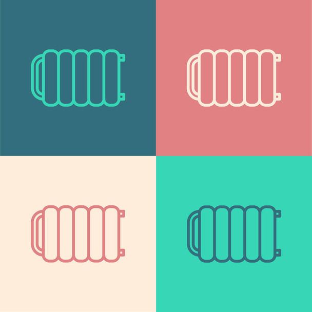 Color line Heating radiator icon isolated on color background. Vector Illustration - Vector, Image