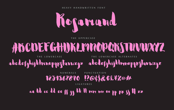 Χειρόγραφη γραμματοσειρά διανυσματικό αλφάβητο Rosamund - Διάνυσμα, εικόνα