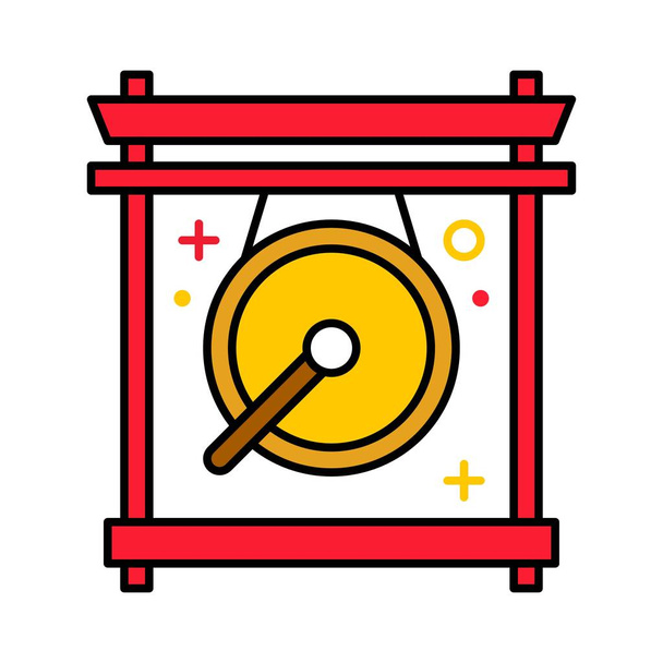 Китайська векторна ілюстрація гонга, китайська новорічна ікона - Вектор, зображення