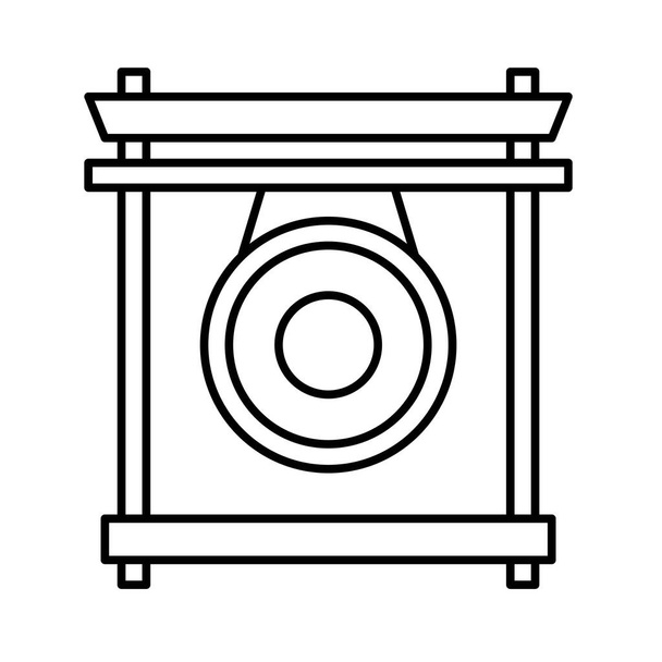 Chinese gong vector illustratie, Chinees Nieuw jaar lijn icoon - Vector, afbeelding