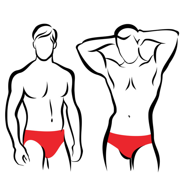 athletic men silhouettes, vector symbols collection - Vector, Image