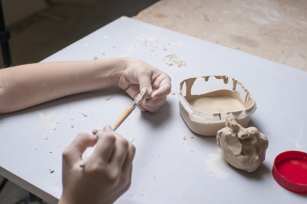 Girl make toyfrom clay - Photo, Image
