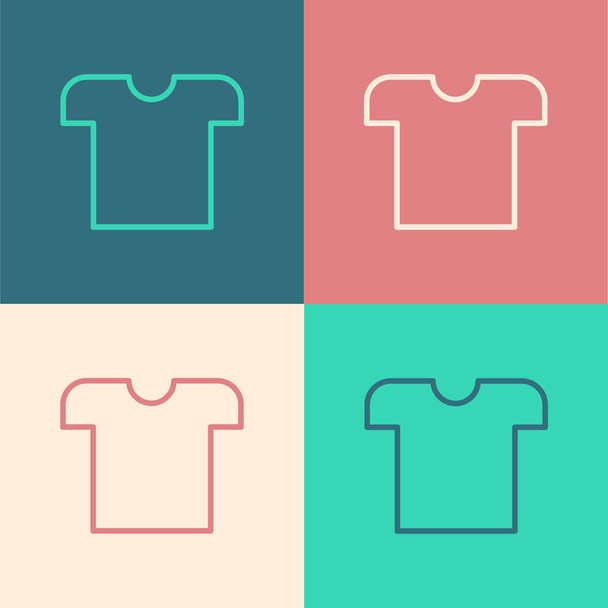 Línea de color Icono de camiseta aislado sobre fondo de color. Ilustración vectorial
 - Vector, Imagen