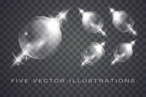 Glass spheres of glowing lights  - Vector, Image