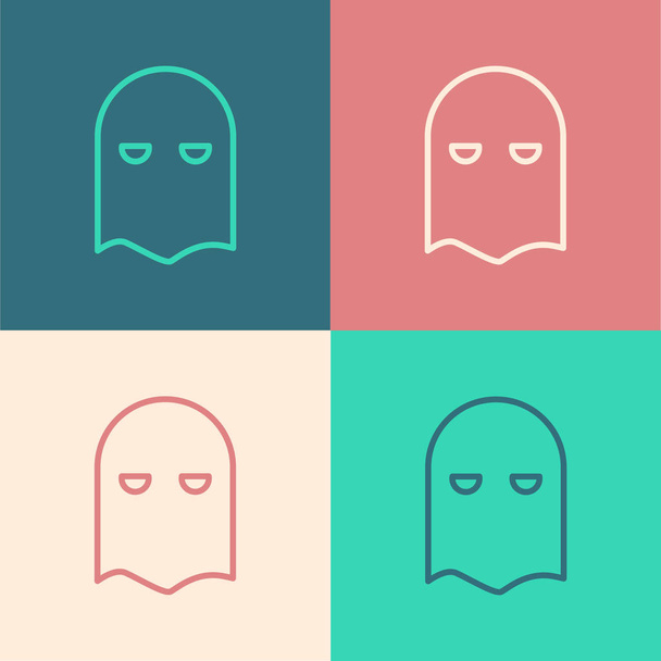 Color line Executioner mask icon isolated on color background. Hangman, torturer, executor, tormentor, butcher, headsman icon. Vector Illustration - Vector, Image