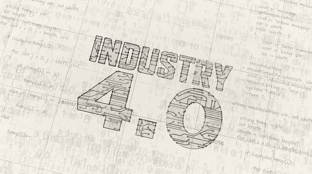 Industry 4.0 sign futuristic sketch - 写真・画像