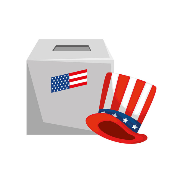 Aislado EE.UU. caja de votación y sombrero de diseño de vectores
 - Vector, Imagen