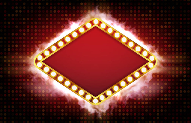 абстрактный фон красного цвета с ярким неоновым световым знаком, игорный концепт казино
 - Вектор,изображение