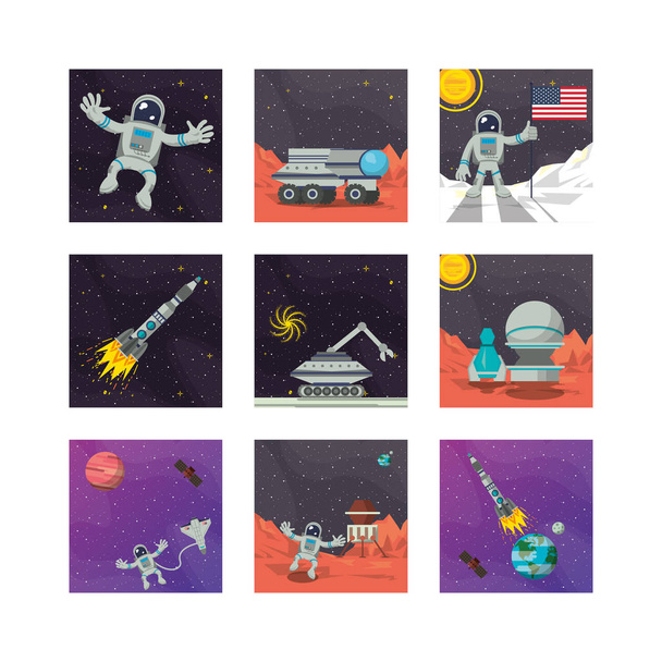 conjunto de ícones do espaço
 - Vetor, Imagem