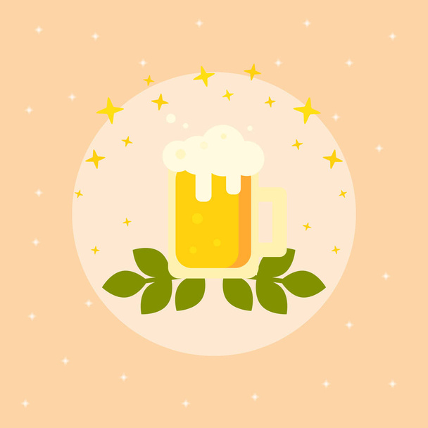 This is illustration in flat style. Beer festival. Beer mug. Could be used for holidays, postcards, banners, flyers, etc. - Photo, Image