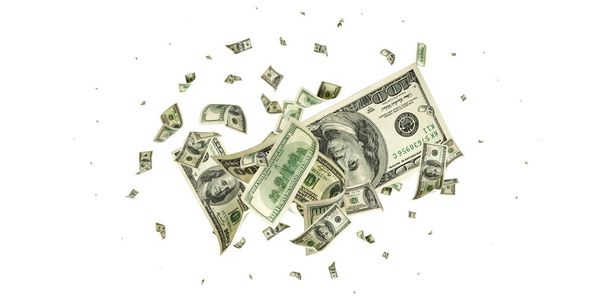 Us dollar bill. Washington american cash. Falling usd money background. - Photo, Image