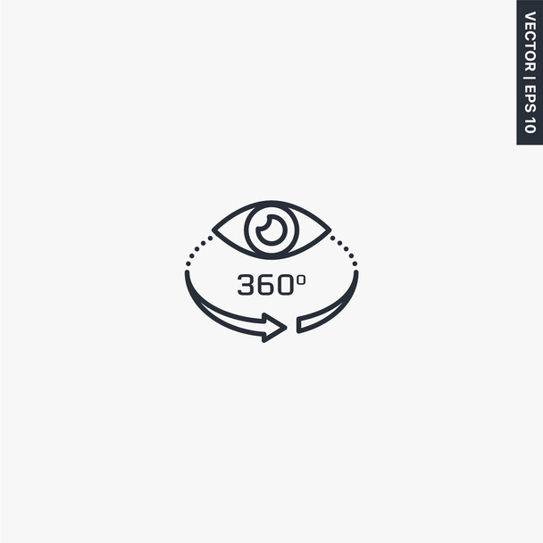 Vista 360, señal de estilo lineal para concepto móvil y diseño web
 - Vector, Imagen