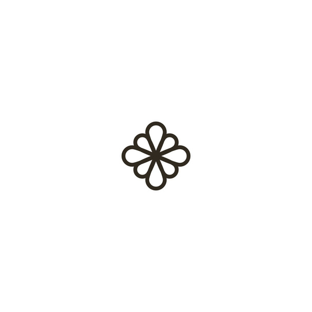 musta ja valkoinen yksinkertainen linja taiteen vektori ikoni merkki kukkiva kukka
 - Vektori, kuva