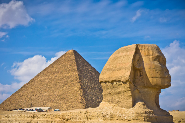 Piramis Khafre és nagy Szfinx Giza, Egyiptom - Fotó, kép