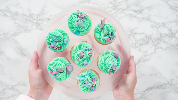 Meerjungfrau-Cupcakes backen - Foto, Bild