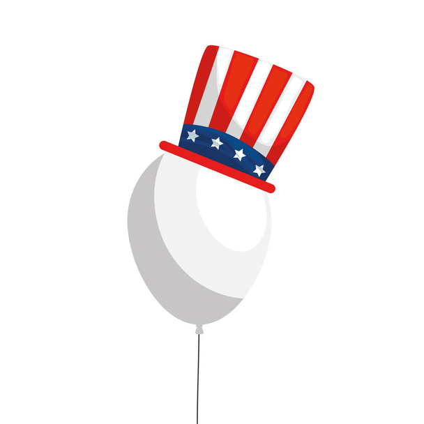 Isolated usa balloon with hat vector design - Vector, Image