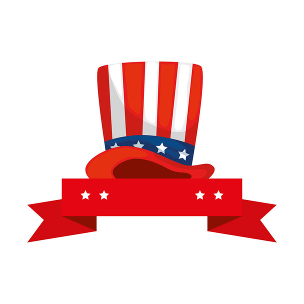 Isolated usa hat and ribbon vector design - Vector, Image