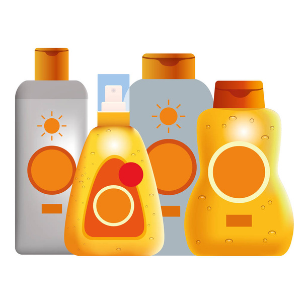 bronceadores de sol productos cosméticos
 - Vector, imagen