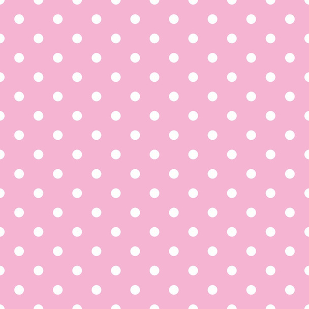 Patrón sin costuras vectorial con pequeños lunares blancos sobre un fondo rosa pastel. Para tarjetas, álbumes, fondos, artes, manualidades, telas, decoraciones o álbumes de recortes. - Vector, imagen