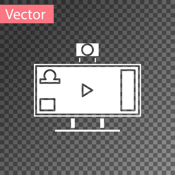 Blanco Live streaming en línea juego de video icono aislado sobre fondo transparente. Ilustración vectorial
 - Vector, Imagen