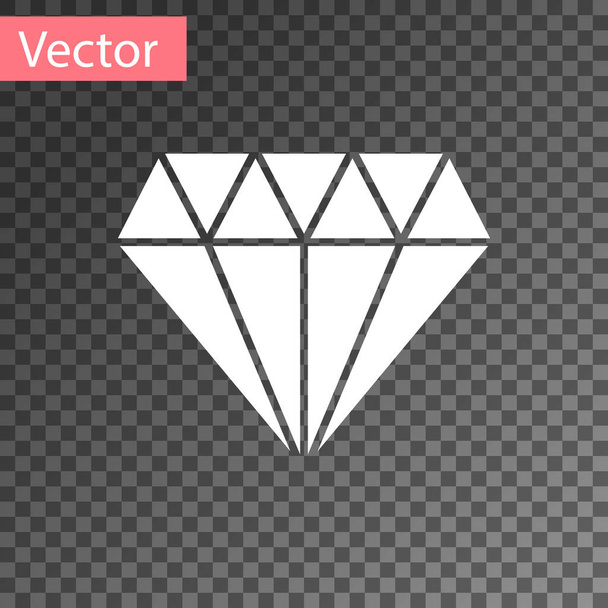 White Diamond icon isolated on transparent background. Jewelry symbol. Gem stone. Vector Illustration - Vector, Image
