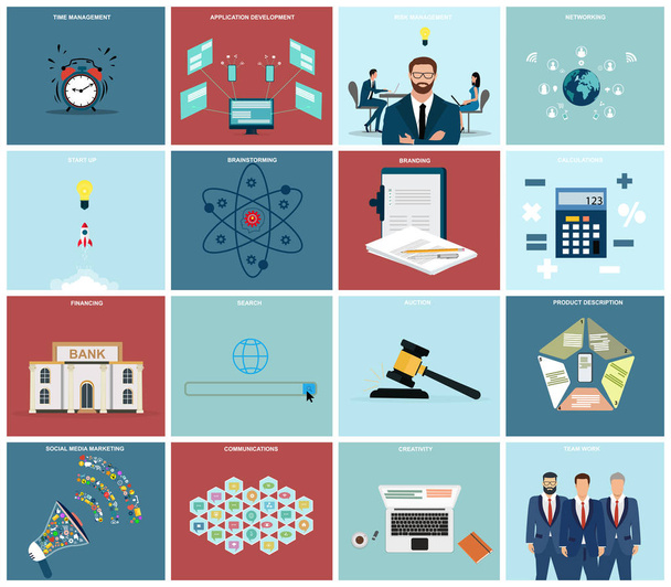 Set vettoriale di icone per la gestione aziendale, i servizi finanziari e l'analisi dei rischi
 - Vettoriali, immagini