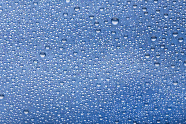 Water drops on blue background - Foto, afbeelding