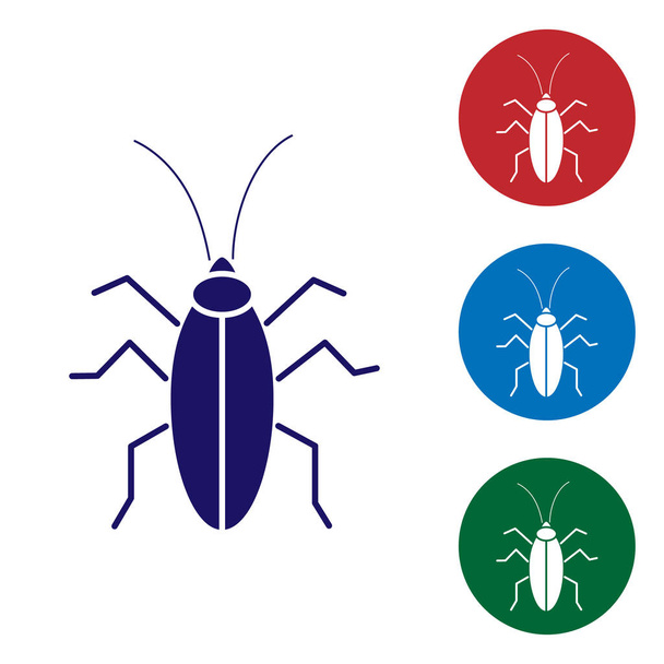 Icono de cucaracha azul aislado sobre fondo blanco. Establecer iconos de color en botones de círculo. Ilustración vectorial
 - Vector, Imagen