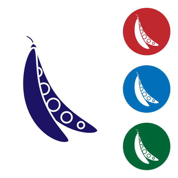 Icono de frijoles azules aislados sobre fondo blanco. Establecer iconos de color en botones de círculo. Ilustración vectorial
 - Vector, Imagen