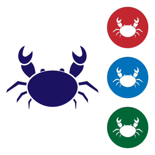 Icône Crabe bleu isolé sur fond blanc. Définir des icônes de couleur dans les boutons cercle. Illustration vectorielle
 - Vecteur, image