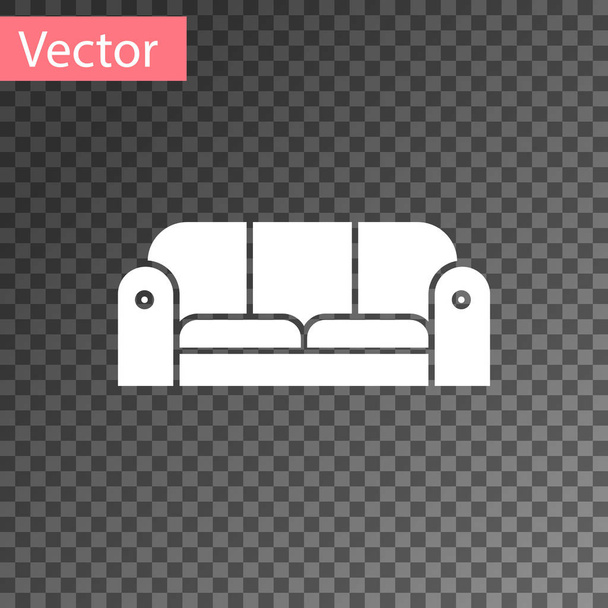 weißes Sofa-Symbol isoliert auf transparentem Hintergrund. Vektorillustration - Vektor, Bild