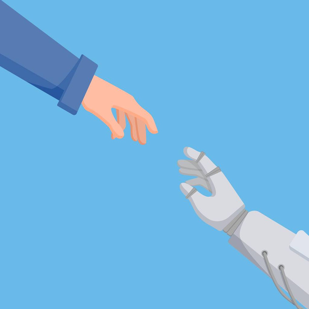 La conexión entre el hombre y las manos robot
. - Vector, Imagen