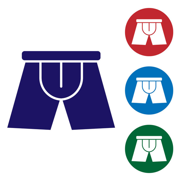 Modré pánské kalhotky ikona izolované na bílém pozadí. Mužské spodní prádlo. Nastavit barevné ikony v kruhových tlačítcích. Vektorová ilustrace - Vektor, obrázek