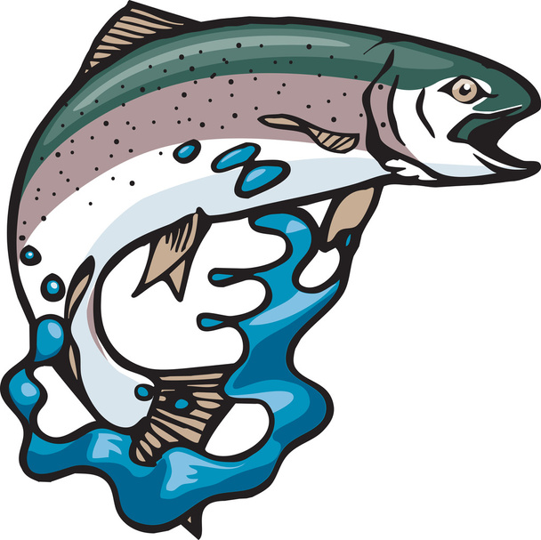 Jumping Trout - Vector, Image
